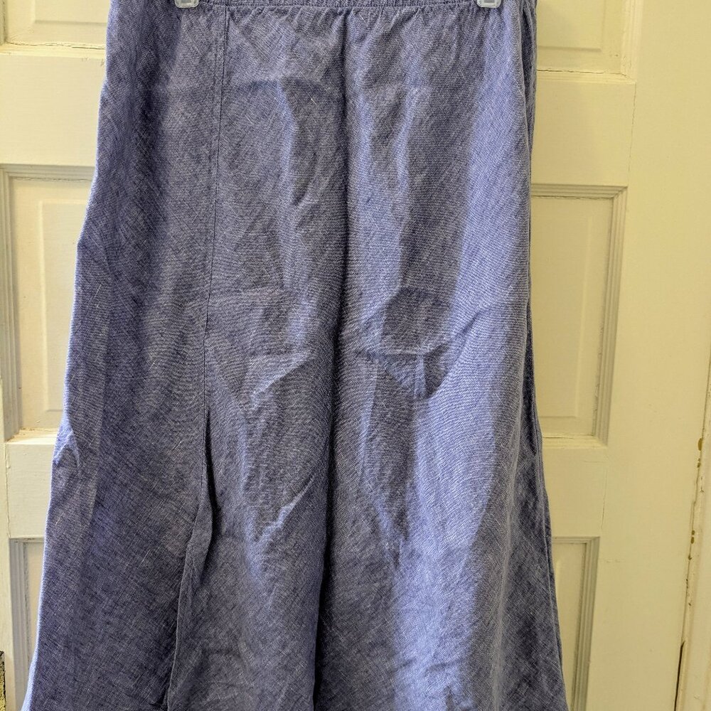 Flax womens Medium Large pastel purple linen a-line midi pull on skirt
